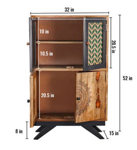 Detec™ TV Unit with 2 Cabinets & 1 Wall Shelf - Teak Finish