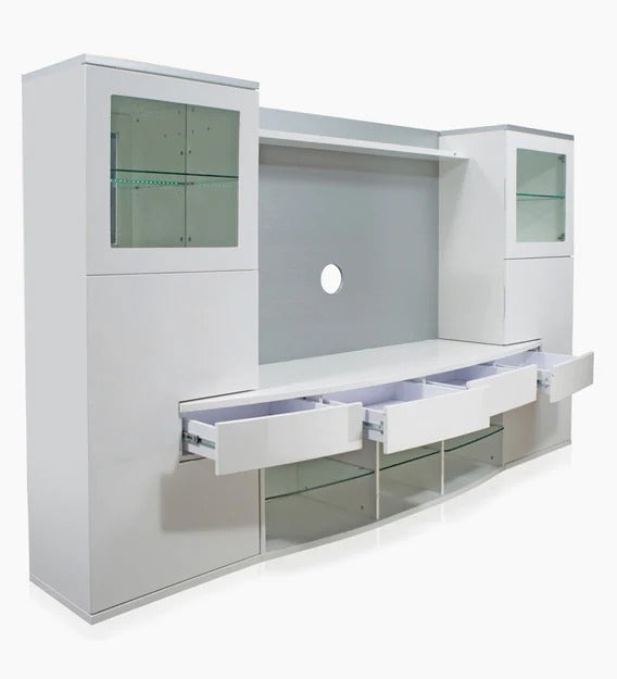 Detec™  Latest Designer TV Wall Unit - White Finish