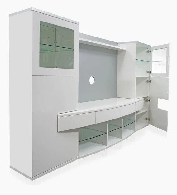 Detec™  Latest Designer TV Wall Unit - White Finish