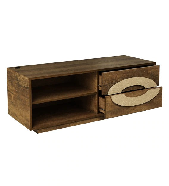 Detec™ TV Unit with 2 Drawers - Natural Wood Finish