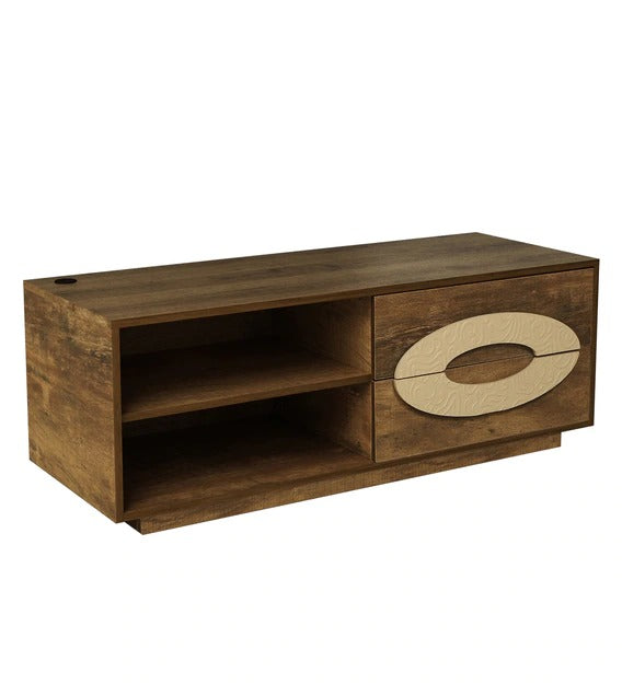 Detec™ TV Unit with 2 Drawers - Natural Wood Finish