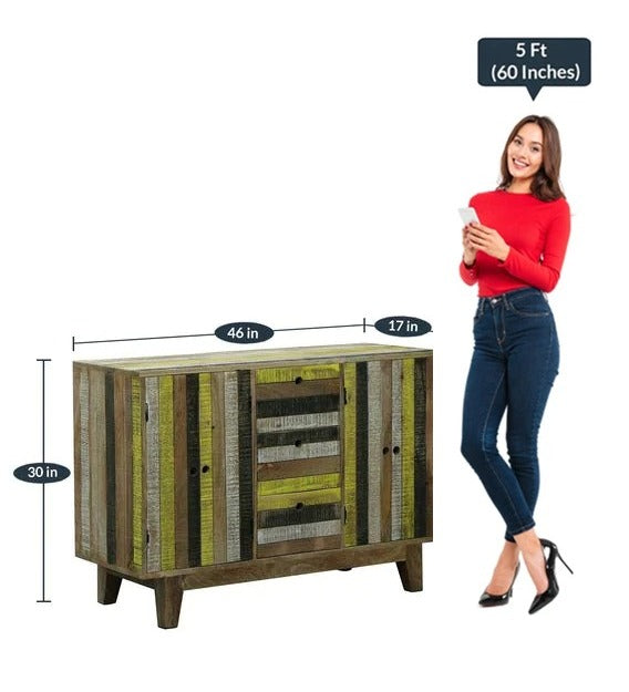 Detec™ Solid Wood Sideboard Yellow & Black Color 