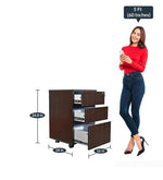 Load image into Gallery viewer, Detec™ Pedestal with 3 Drawers on Wheels - Wenge Color 

