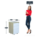 Load image into Gallery viewer, Detec™  3 Drawer Mobile Pedestal With Centerlised Lock - White &amp; Oak Finish 
