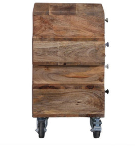 Detec™ Solid Wood Chest of Drawers with wheels - Distress Finish