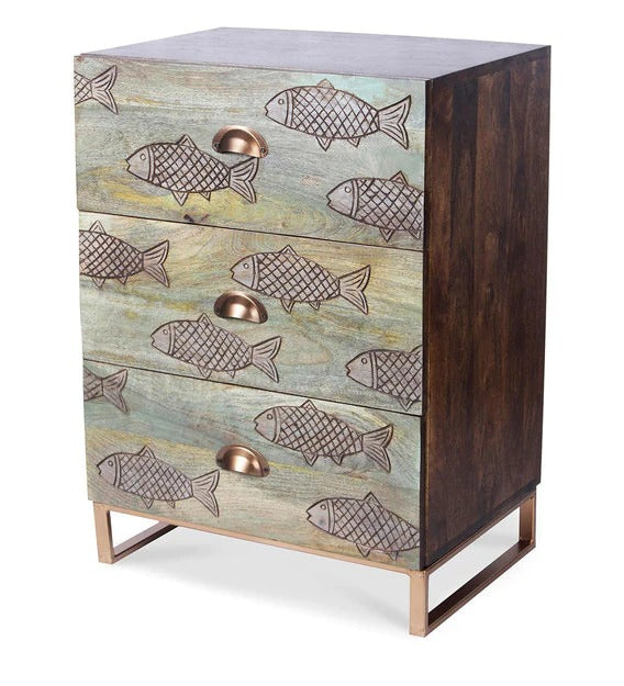 Detec™  Fish Printed Chest of Drawers - Multi-Color