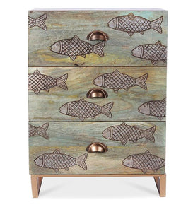 Detec™  Fish Printed Chest of Drawers - Multi-Color