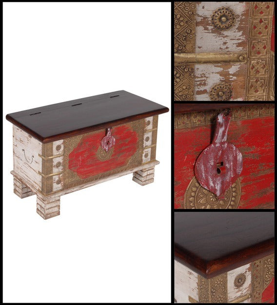 Detec™ Solid Wood Trunk with Repousse Work - Distress Finish