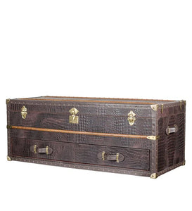 Detec™ Storage Trunk Coffee Table - Brown Croc Leather