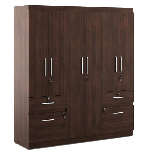 Detec™ 6 Door Wardrobe with 2 Drawers - Walnut Rigato Color