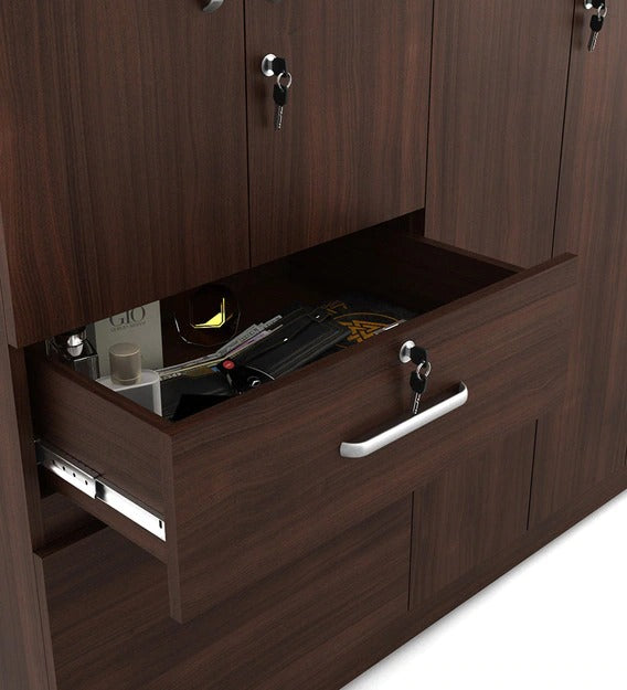 Detec™ 6 Door Wardrobe with 2 Drawers - Walnut Rigato Color