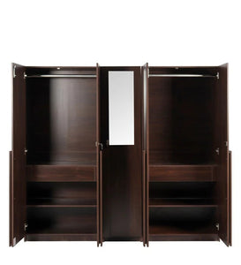 Detec™ 5 Door Wardrobe With Drawer & Mirror - Wooden Finish