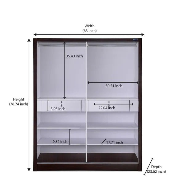 Detec™ Sliding Wardrobe - Brown & White Finish