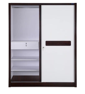 Detec™ Sliding Wardrobe - Brown & White Finish