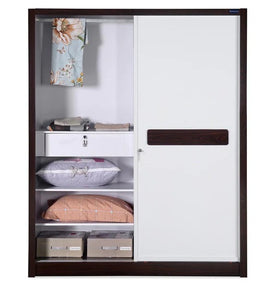 Detec™ Sliding Wardrobe - Brown & White Finish