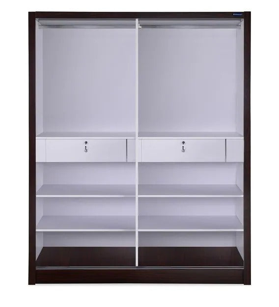 Detec™ Sliding Wardrobe - Brown & White Finish