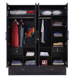 Load image into Gallery viewer, Detec™ 4 Door Wardrobe with Drawer - Wenge Color
