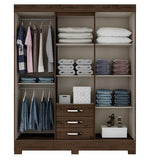 Load image into Gallery viewer, Detec™ 4 Door Wardrobe with 3 Drawers - Coffee Finish
