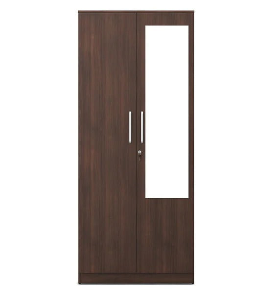 Detec™ 2 Door Wardrobe With Mirror - Regato Walnut Color