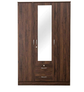 Detec™ 3 Door Wardrobe with Mirror - Walnut Finish