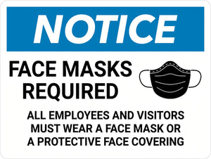 Detec™ 12" x 18" Notice Face Mask Required Signage