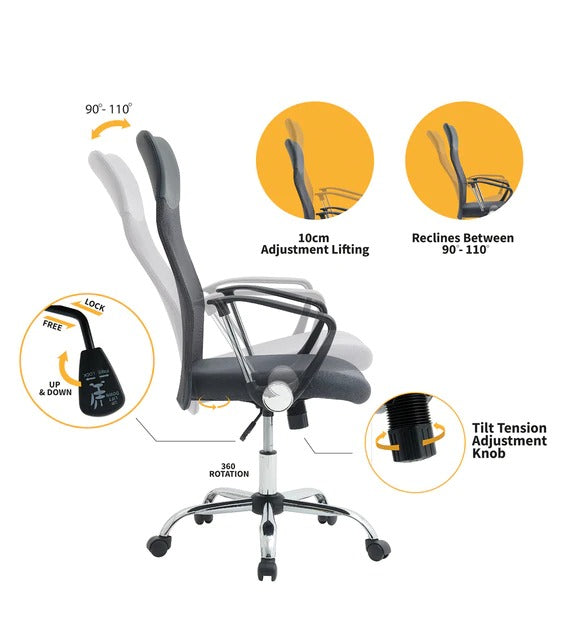Detec™ High Back Ergonomic chair - Grey Color 
