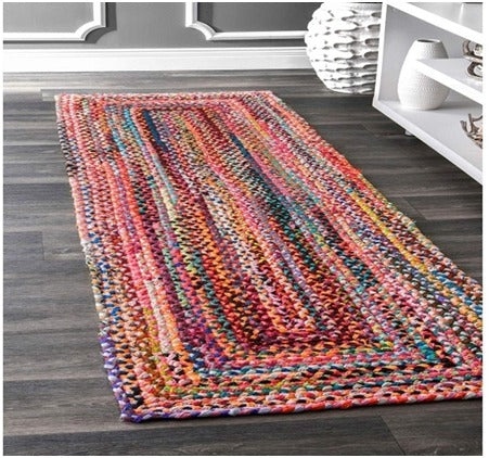 Detec™ Chindi & Jute Carpet Rug Colorful Contemporary Design