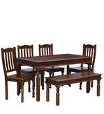 Load image into Gallery viewer, Detec™ Solid Wood 6 Seater Dining Set with Bench in Provincial Teak Finish

