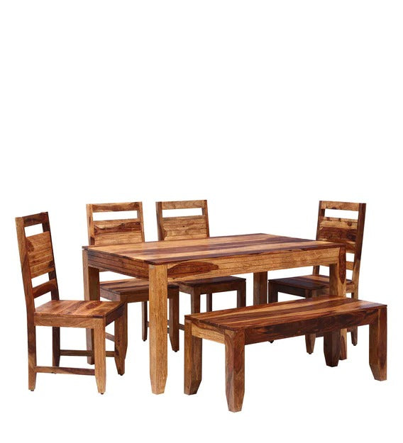 Detec™ Solid Wood 6 Seater Dining Set with Bench