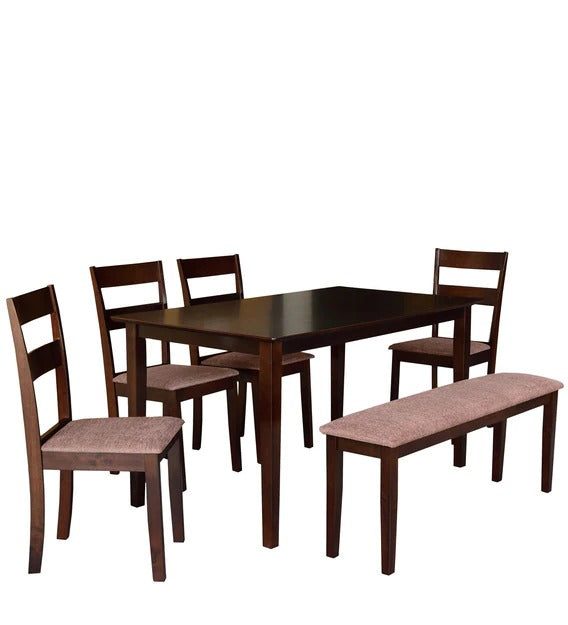 Detec™ 6 Seater Dining Set with Bench in Dark Cappuccino Finish