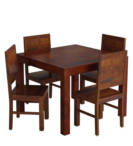 Detec™ Solid Wood 4 Seater Dining Set in Honey oak Finish