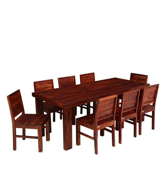 Detec™ Solid Wood 8 Seater Dining Set in Honey Oak Finish