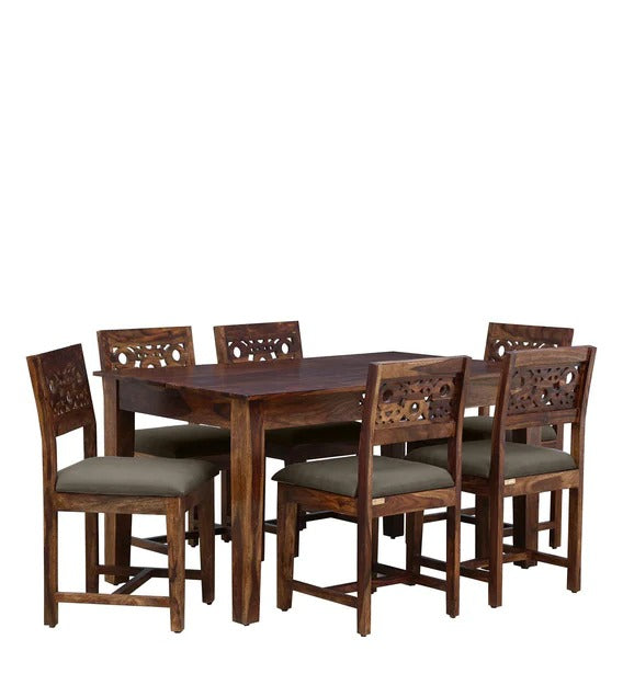 Detec™ Solid Wood 6 Seater Dining Set in Provincial Teak Finish