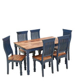 Load image into Gallery viewer, Detec™ Solid Wood 6 Seater Dining Set In Blue &amp; Natural Finish
