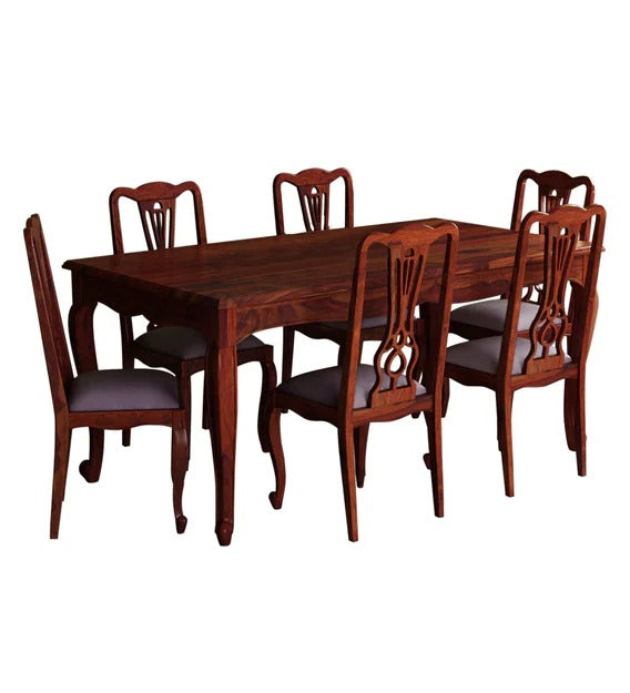 Detec™ Solid Wood 6 Seater Dining Set in Honey Oak Finish