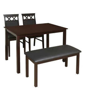 Detec™ 4 Seater with Bench Dining Set in Dark Cappucino Colour