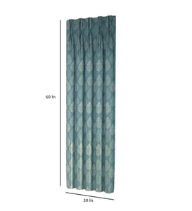 Detec™ Blue Semi Sheer Polycotton 5 Feet Pleat Set Of 2 Curtains