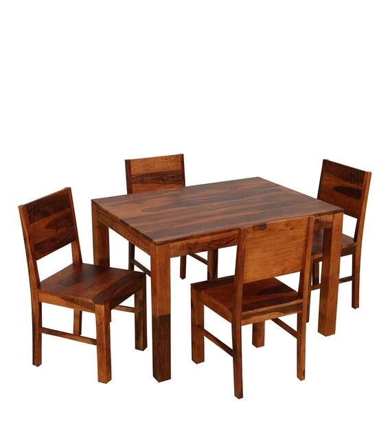 Detec™ Solid Wood 4 Seater Dining Set In Honey Oak Finish