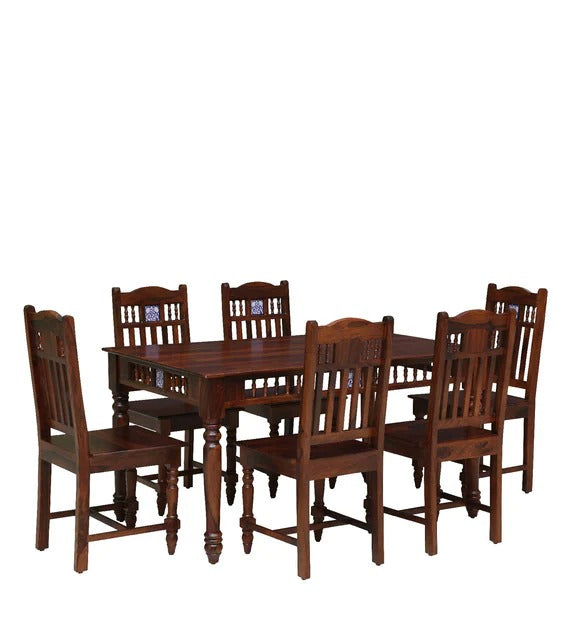 Detec™ Solid Wood 6 Seater Dining Set in Honey Oak Finish