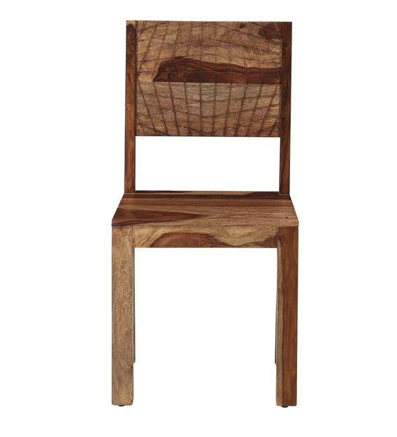 Detec™ Solid Wood Dining Chairs (Set Of 2) In Rustic Teak Finish