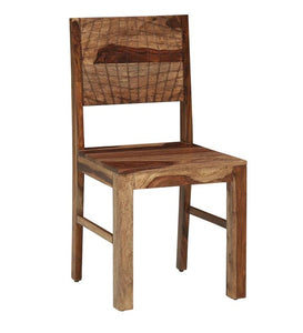 Detec™ Solid Wood Dining Chairs (Set Of 2) In Rustic Teak Finish