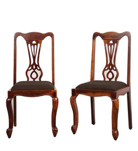 Detec™ Solid Wood Dining Chair (Set of 2) in Honey Oak Finish