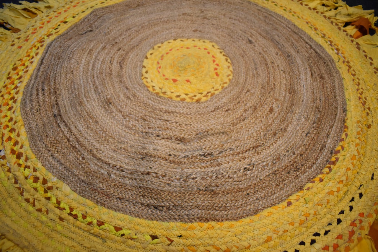 Detec™ Circular Jute 90 x 90 rugs - Beige and Yellow Color