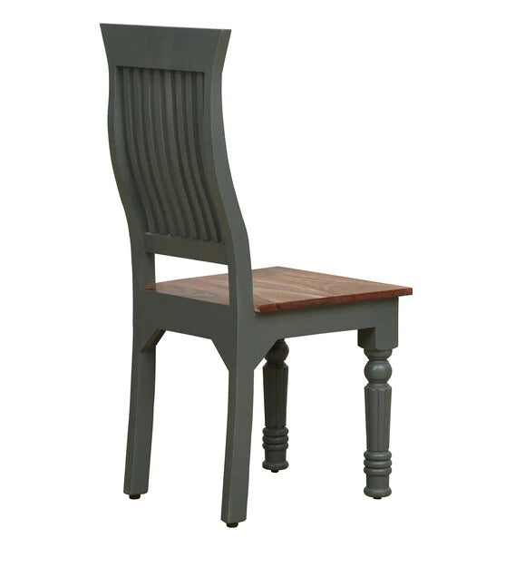 Detec™ Solid Wood Dining Chair (Set Of 2) In Grey & Natural Finish