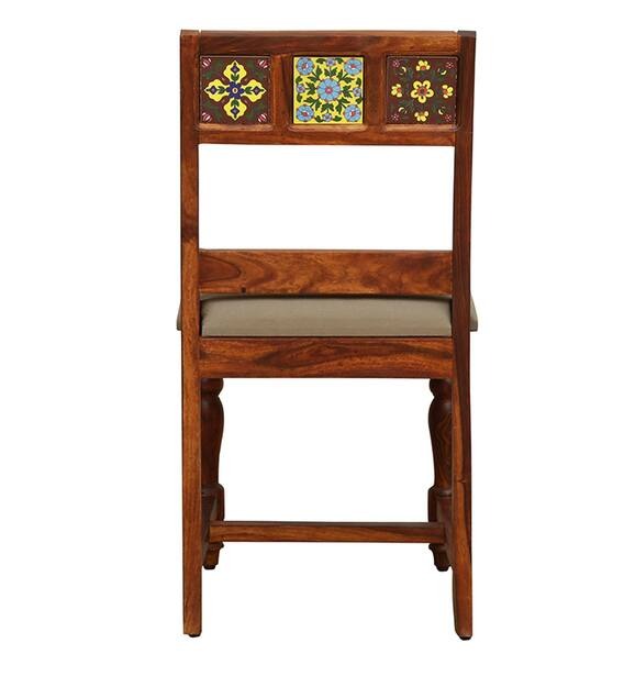 Detec™ Solid Wood Upholstered Dining Chair In Honey Oak Finish