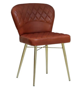 Detec™ Dining Chair With Leather Upholstery In Glossy Gold & Tan Antique Finish