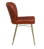 Load image into Gallery viewer, Detec™ Dining Chair With Leather Upholstery In Glossy Gold &amp; Tan Antique Finish
