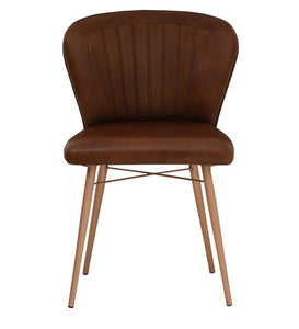 Detec™ Dining Chair With Leather Upholstery In Antique Copper Matte Finish