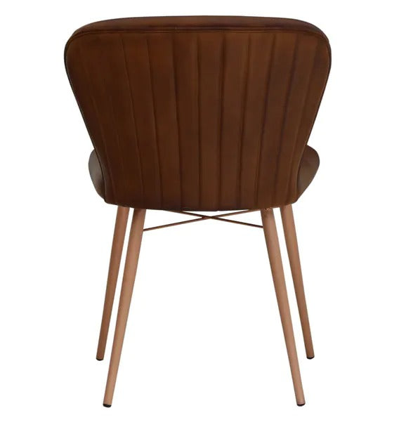Detec™ Dining Chair With Leather Upholstery In Antique Copper Matte Finish