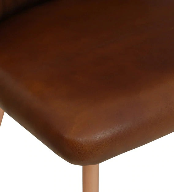 Detec™ Dining Chair With Leather Upholstery In Antique Copper Matte Finish